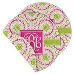 Pink & Green Suzani Round Linen Placemat - Double Sided (Personalized)