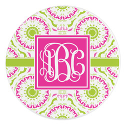 Pink & Green Suzani Round Stone Trivet (Personalized)