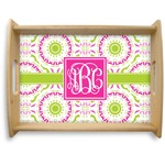 Pink & Green Suzani Natural Wooden Tray - Large (Personalized)