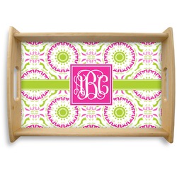 Pink & Green Suzani Natural Wooden Tray - Small (Personalized)