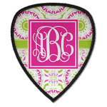 Pink & Green Suzani Iron on Shield Patch A w/ Monogram