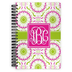 Pink & Green Suzani Spiral Notebook - 7x10 w/ Monogram