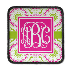 Pink & Green Suzani Iron On Square Patch w/ Monogram