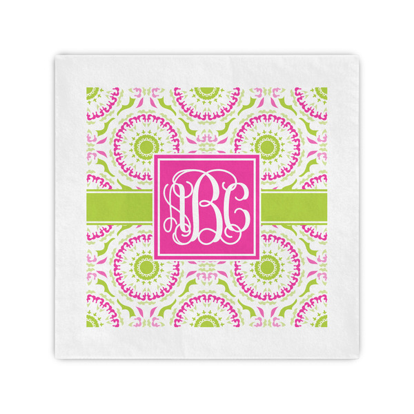 Custom Pink & Green Suzani Cocktail Napkins (Personalized)