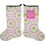 Pink & Green Suzani Holiday Stocking - Double-Sided - Neoprene (Personalized)