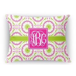 Pink & Green Suzani Rectangular Throw Pillow Case - 12"x18" (Personalized)