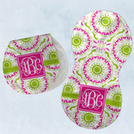 Pink & Green Suzani Burp Pads - Velour - Set of 2 w/ Monogram