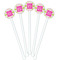 Pink & Green Suzani White Plastic 5.5" Stir Stick - Fan View