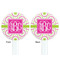 Pink & Green Suzani White Plastic 7" Stir Stick - Double Sided - Round - Front & Back