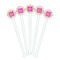 Pink & Green Suzani White Plastic 7" Stir Stick - Round - Fan View