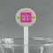 Pink & Green Suzani White Plastic 7" Stir Stick - Round - Main