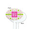 Pink & Green Suzani White Plastic 7" Stir Stick - Single Sided - Oval - Front & Back