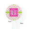 Pink & Green Suzani White Plastic 7" Stir Stick - Single Sided - Round - Front & Back