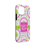 Pink & Green Suzani iPhone Case - Rubber Lined - iPhone 13 Mini (Personalized)