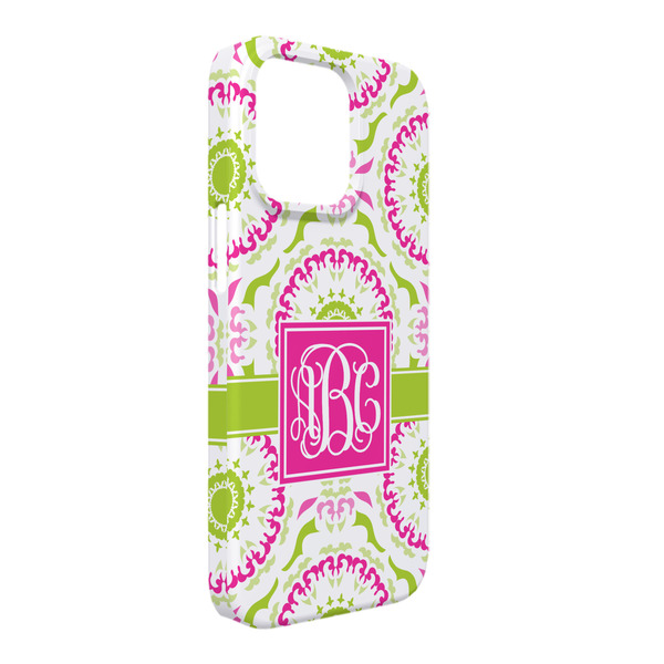 Custom Pink & Green Suzani iPhone Case - Plastic - iPhone 13 Pro Max (Personalized)