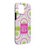 Pink & Green Suzani iPhone Case - Rubber Lined - iPhone 13 Pro Max (Personalized)