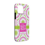 Pink & Green Suzani iPhone Case - Rubber Lined - iPhone 13 Pro (Personalized)