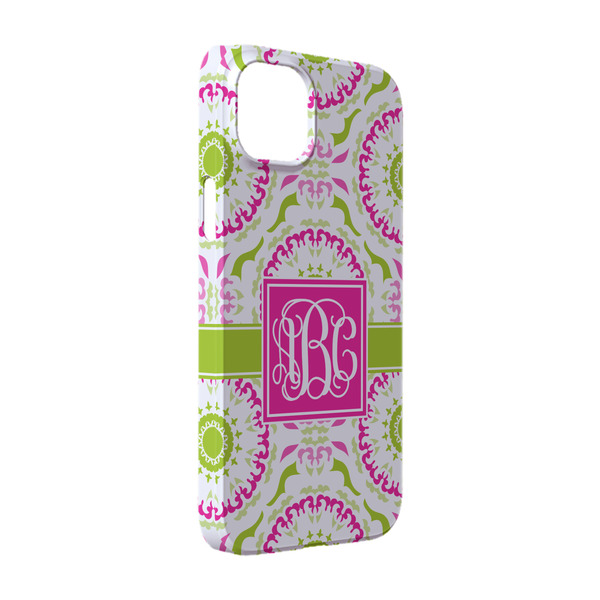 Custom Pink & Green Suzani iPhone Case - Plastic - iPhone 14 (Personalized)