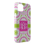 Pink & Green Suzani iPhone Case - Plastic - iPhone 14 Plus (Personalized)