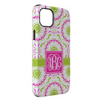 Pink & Green Suzani iPhone Case - Rubber Lined - iPhone 14 Pro Max (Personalized)