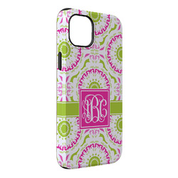 Pink & Green Suzani iPhone Case - Rubber Lined - iPhone 14 Pro Max (Personalized)