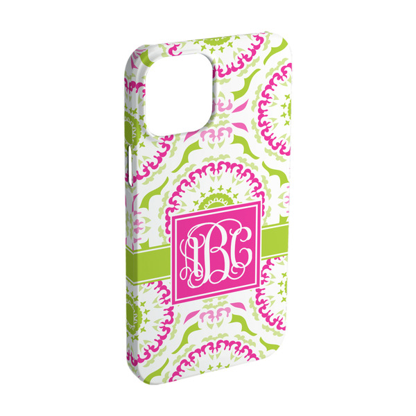 Custom Pink & Green Suzani iPhone Case - Plastic - iPhone 15 (Personalized)