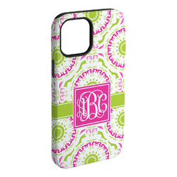 Pink & Green Suzani iPhone Case - Rubber Lined - iPhone 15 Plus (Personalized)