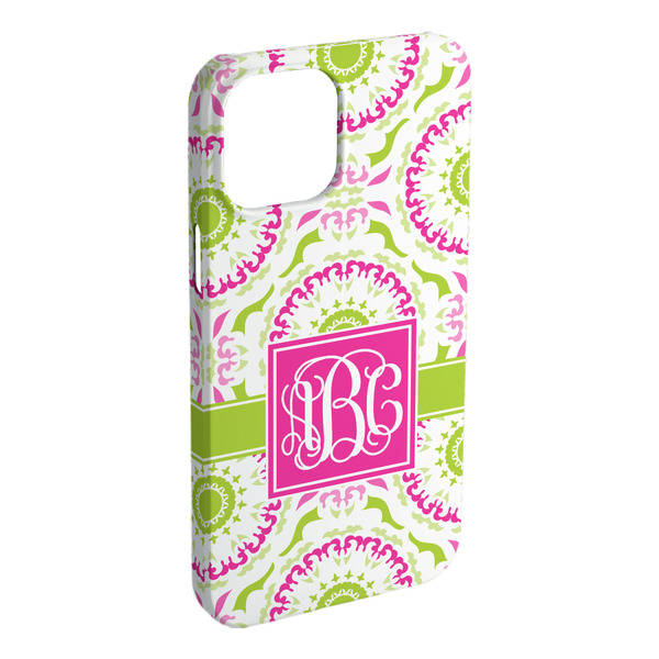 Custom Pink & Green Suzani iPhone Case - Plastic (Personalized)