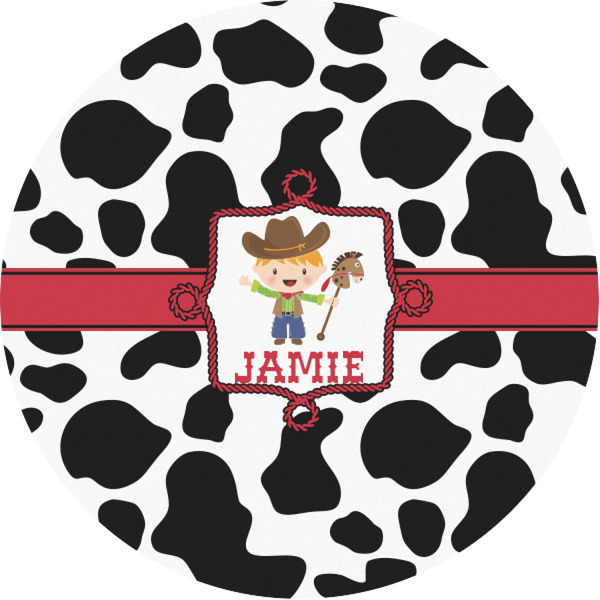 Custom Cowprint w/Cowboy Multipurpose Round Labels - 1" (Personalized)