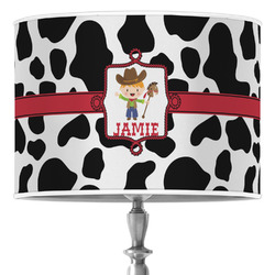 Cowprint w/Cowboy 16" Drum Lamp Shade - Poly-film (Personalized)