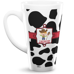 Cowprint w/Cowboy 16 Oz Latte Mug (Personalized)