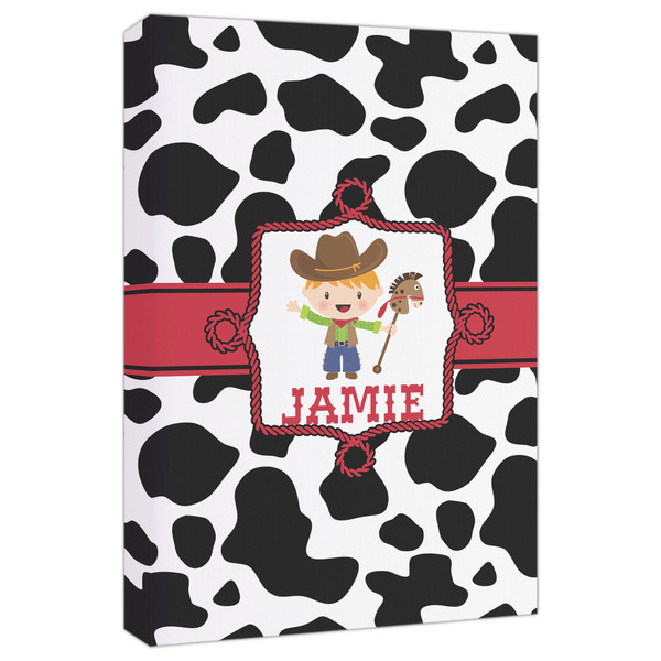 Custom Cowprint w/Cowboy Canvas Print - 20x30 (Personalized)