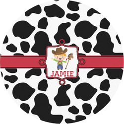 Cowprint w/Cowboy Multipurpose Round Labels - Custom Sized (Personalized)