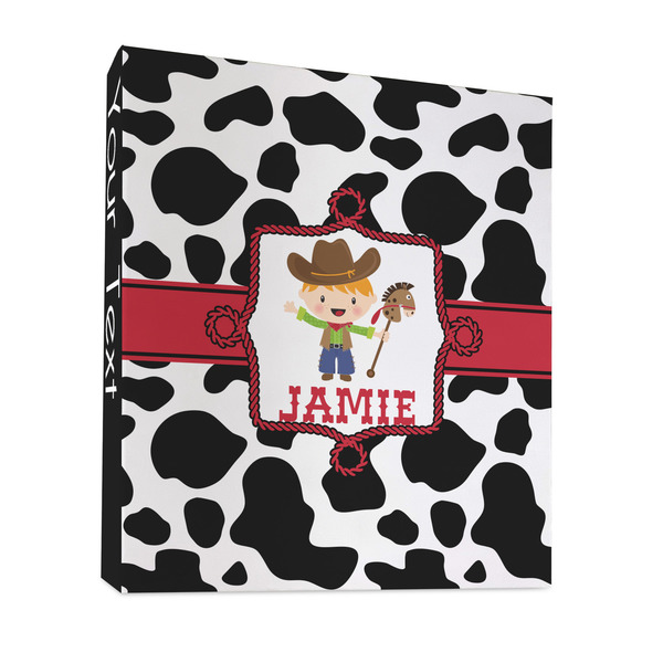 Custom Cowprint w/Cowboy 3 Ring Binder - Full Wrap - 1" (Personalized)