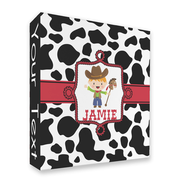 Custom Cowprint w/Cowboy 3 Ring Binder - Full Wrap - 2" (Personalized)