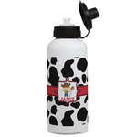 Cowprint w/Cowboy Water Bottles - Aluminum - 20 oz - White (Personalized)