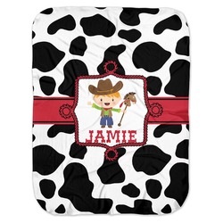 Cowprint w/Cowboy Baby Swaddling Blanket (Personalized)