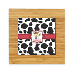 Cowprint w/Cowboy Bamboo Trivet with Ceramic Tile Insert (Personalized)