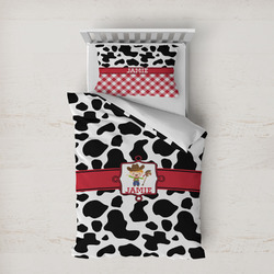 Cowprint w/Cowboy Duvet Cover Set - Twin XL (Personalized)