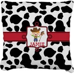 Cowprint w/Cowboy Faux-Linen Throw Pillow (Personalized)