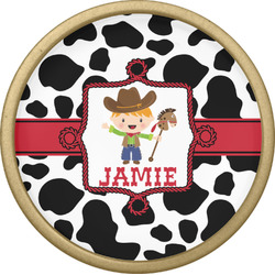 Cowprint w/Cowboy Cabinet Knob - Gold (Personalized)