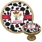 Cowprint w/Cowboy Cabinet Knob - Gold (Personalized)