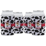 Cowprint w/Cowboy Can Cooler (12 oz) - Set of 4 w/ Name or Text