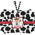 Cowprint w/Cowboy Rear View Mirror Ornament (Personalized)