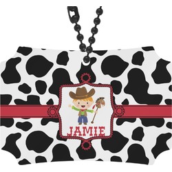Cowprint w/Cowboy Rear View Mirror Ornament (Personalized)
