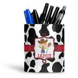 Cowprint w/Cowboy Ceramic Pen Holder