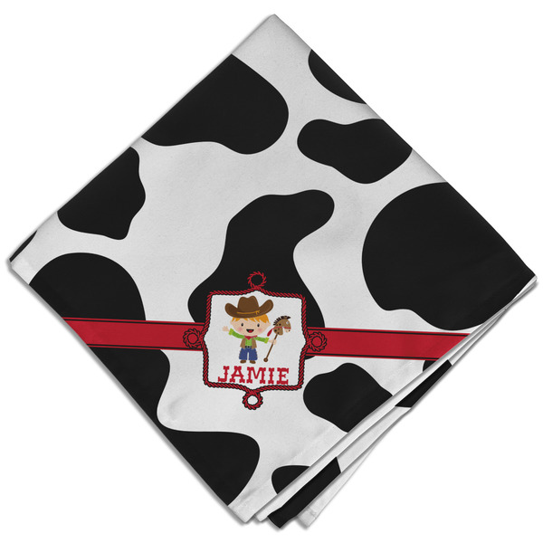 Custom Cowprint w/Cowboy Cloth Dinner Napkin - Single w/ Name or Text