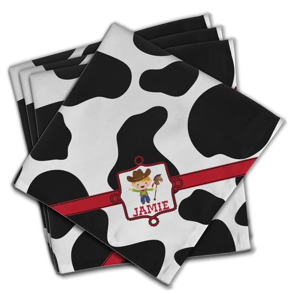 Custom Cowprint w/Cowboy Cloth Napkins (Set of 4) (Personalized)