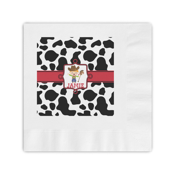 Custom Cowprint w/Cowboy Coined Cocktail Napkins (Personalized)