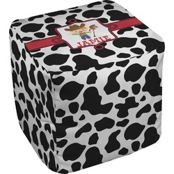 Cowprint w/Cowboy Cube Pouf Ottoman - 13" (Personalized)